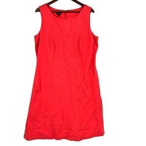 Talbots solid red burgundy casaul dress zip back scoop neck dress plus size 14W